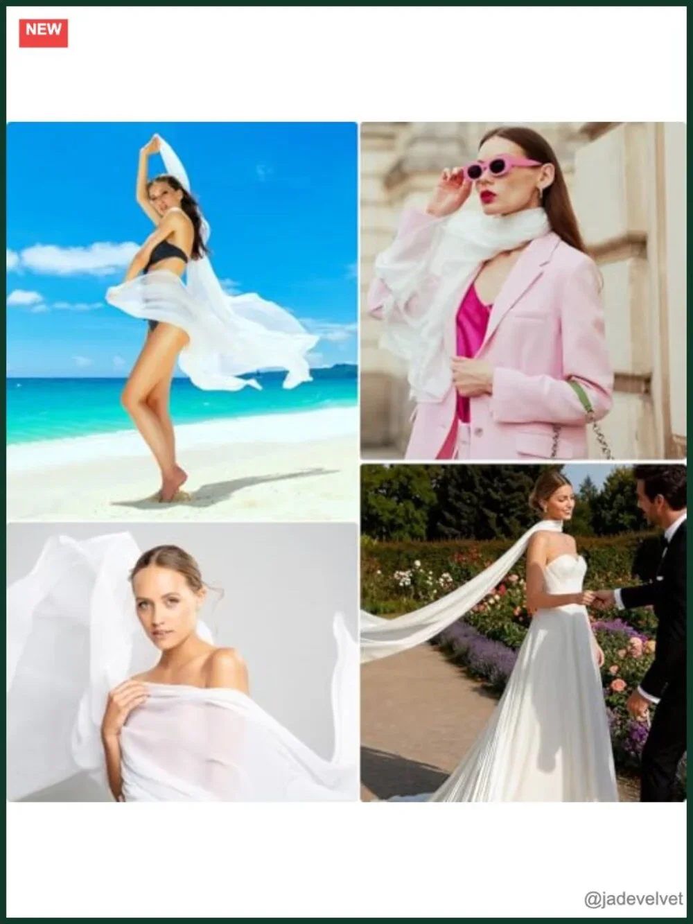 Chiffon Long Bridal Scarf Wedding Shawl Tulle Wrap Ceremony Reception